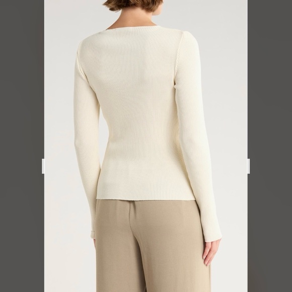 Vince Rib T-Shirt in Off White Size M - Picture 2 of 8